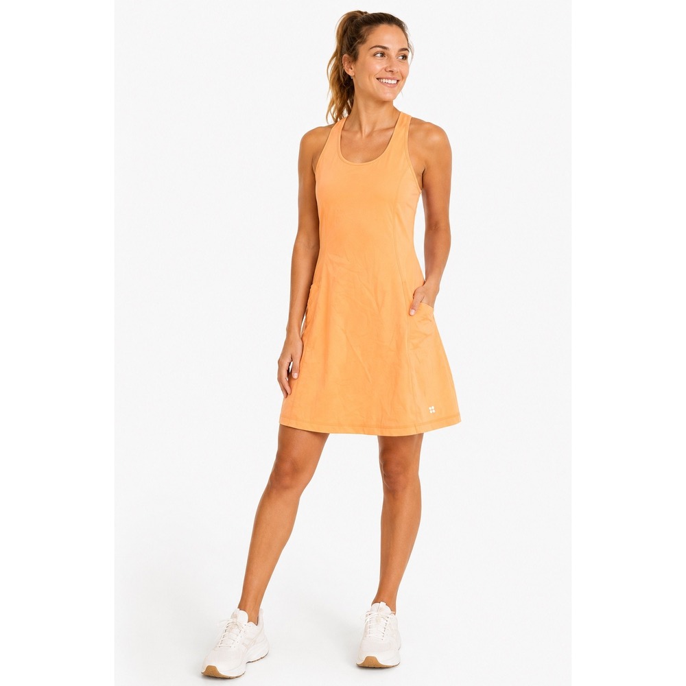 Sweaty Betty Athletic Workout Dress Orange Racerback Tennis Pickleball Womens S